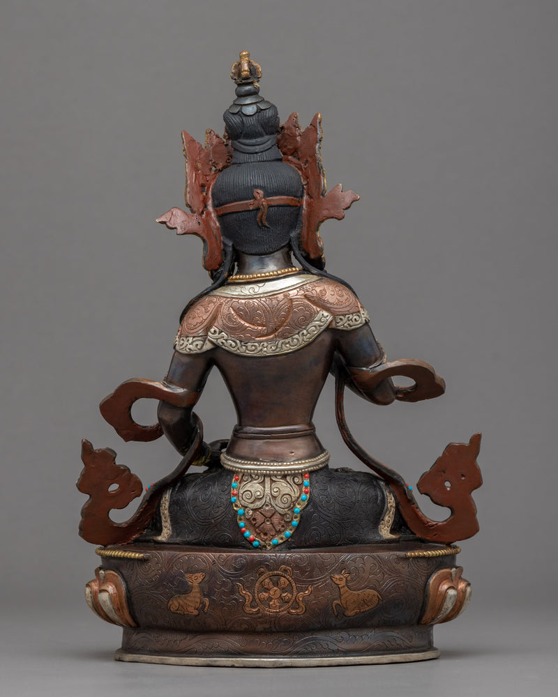 Gold Gilded Vajrasatva Sculpture | Tibetan Art Plated with Gold