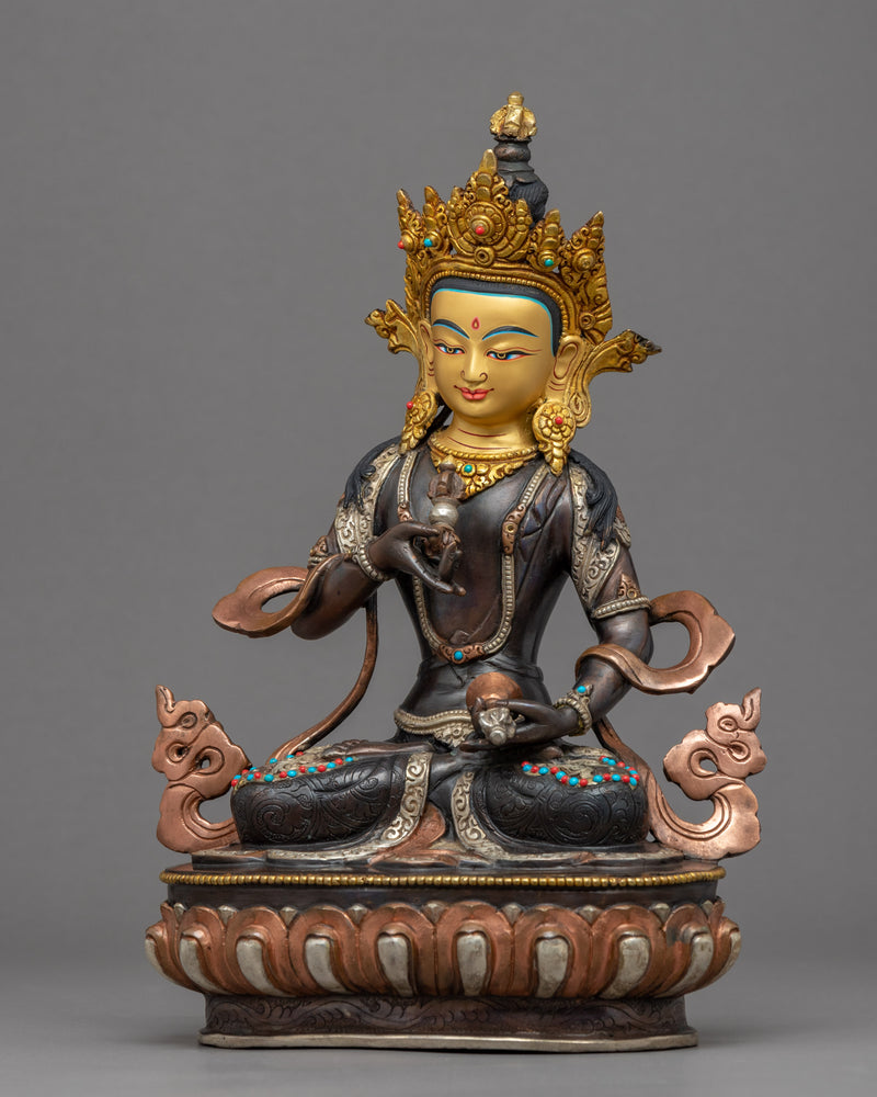 Gold Gilded Vajrasatva Sculpture | Tibetan Art Plated with Gold