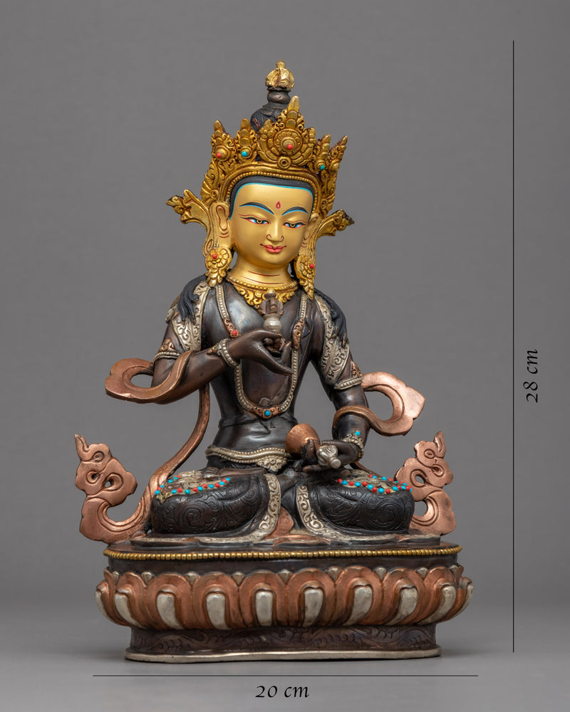 Gold Gilded Vajrasatva Sculpture | Tibetan Art Plated with Gold