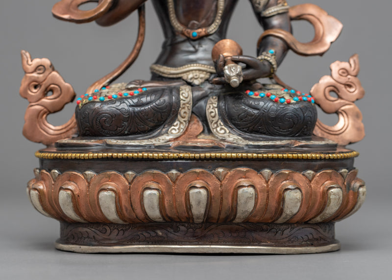 Gold Gilded Vajrasatva Sculpture | Tibetan Art Plated with Gold