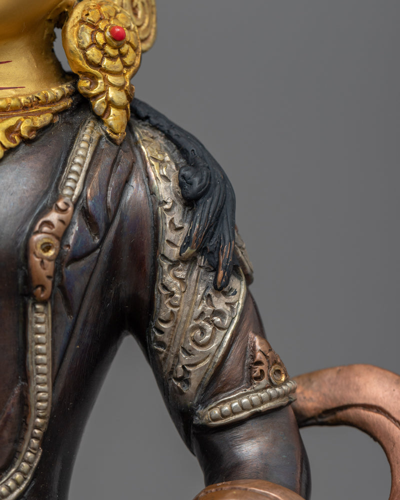 Gold Gilded Vajrasatva Sculpture | Tibetan Art Plated with Gold