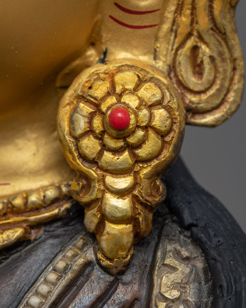 Gold Gilded Vajrasatva Sculpture | Tibetan Art Plated with Gold