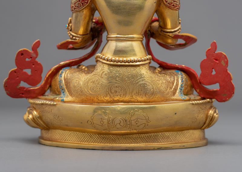 Buddha Vajradhara Sculpture | Gold Gilded Statue For Meditation