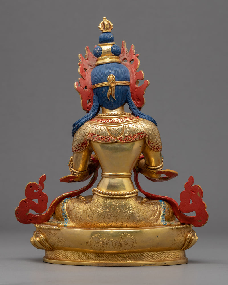 Buddha Vajradhara Sculpture | Gold Gilded Statue For Meditation