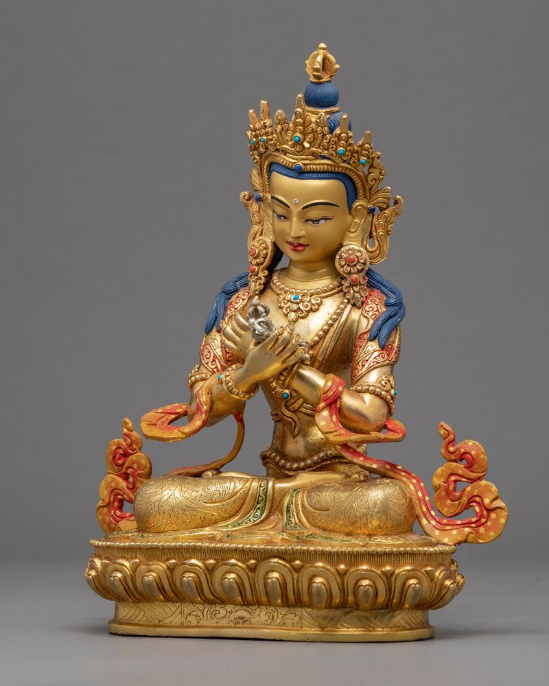 Buddha Vajradhara Sculpture | Gold Gilded Statue For Meditation