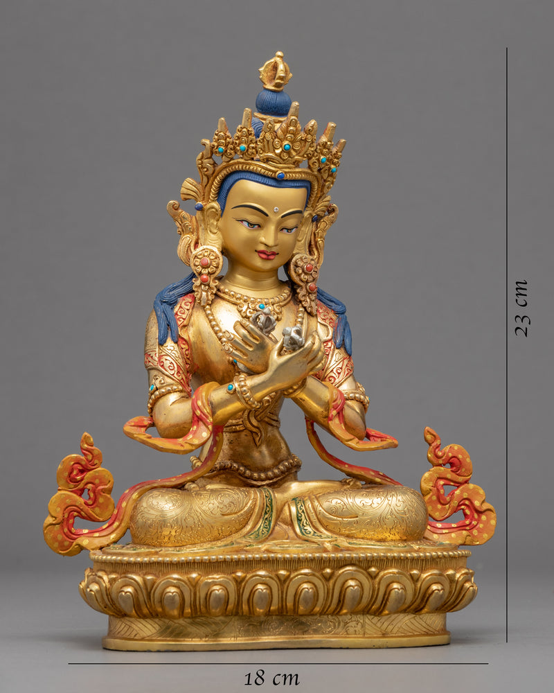 Buddha Vajradhara Sculpture | Gold Gilded Statue For Meditation