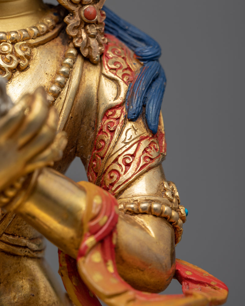 Buddha Vajradhara Sculpture | Gold Gilded Statue For Meditation