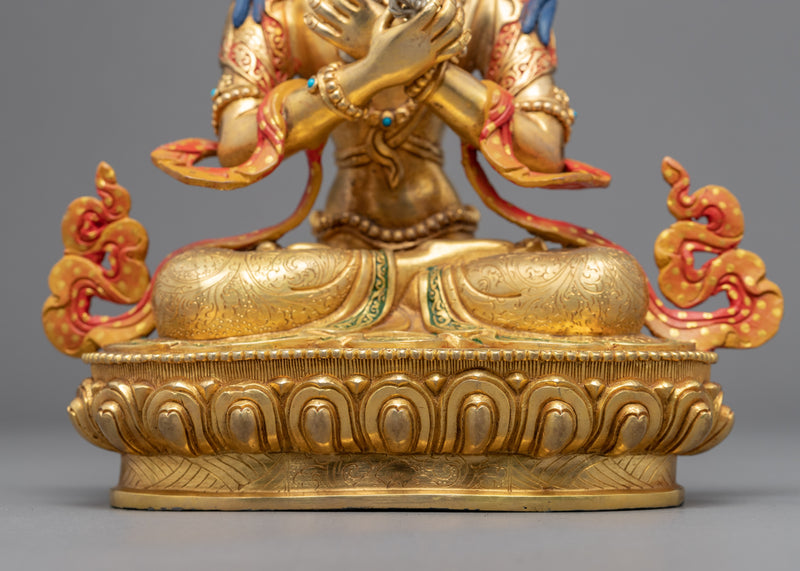 Buddha Vajradhara Sculpture | Gold Gilded Statue For Meditation