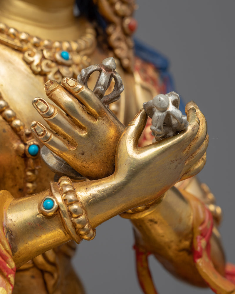 Buddha Vajradhara Sculpture | Gold Gilded Statue For Meditation