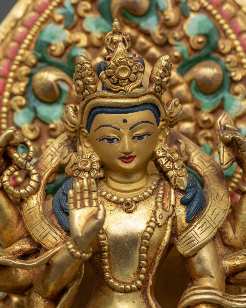Arya Avalokiteshvara Sculpture | Hand-Carved Buddhist Deity Sculpture