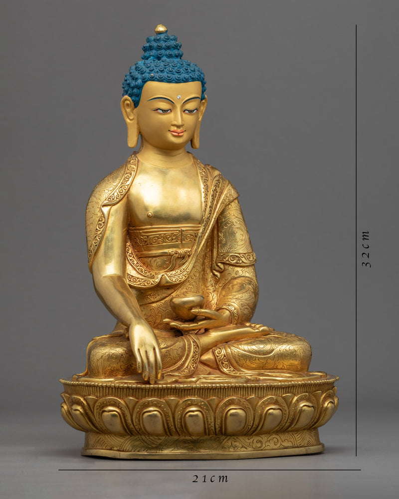 Sri Siddhartha Gautama Buddha Statue | Tibetan Art Plated with Gold