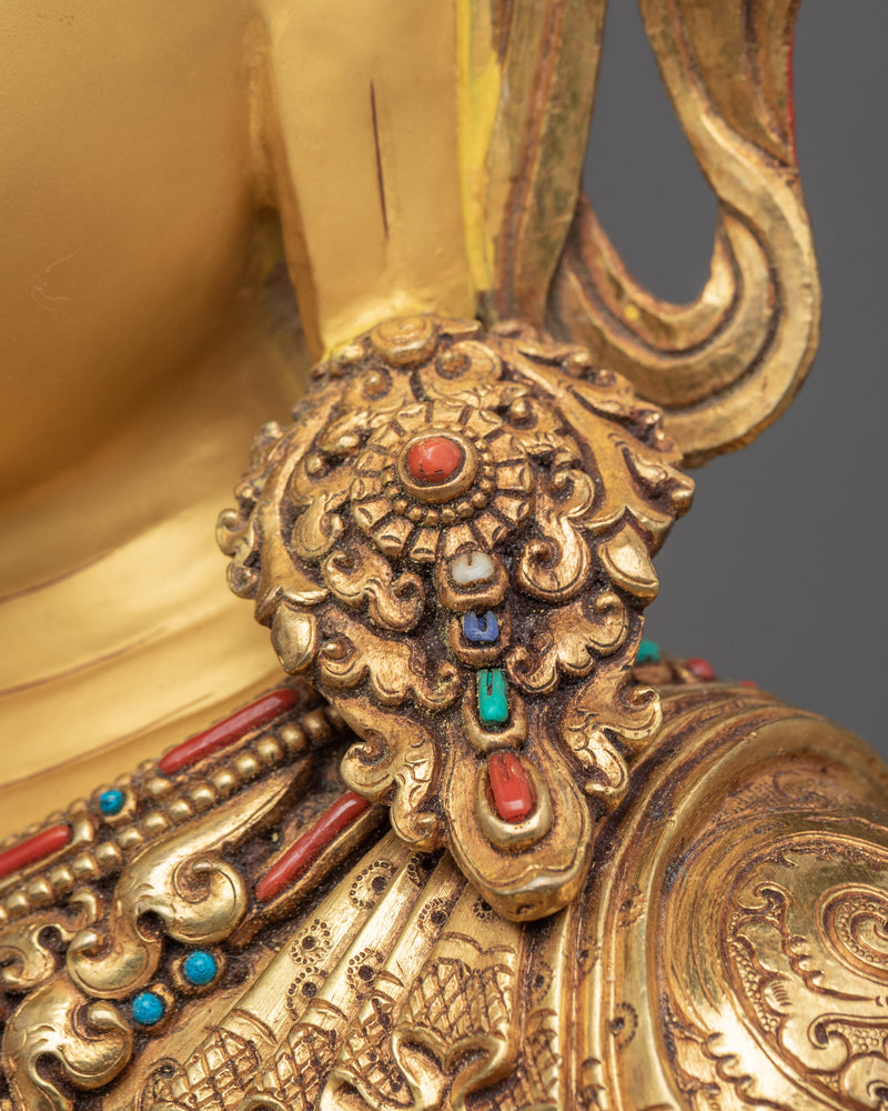 Antique Tibetan Buddha Sculpture | Crowned Shakyamuni Buddha Statue