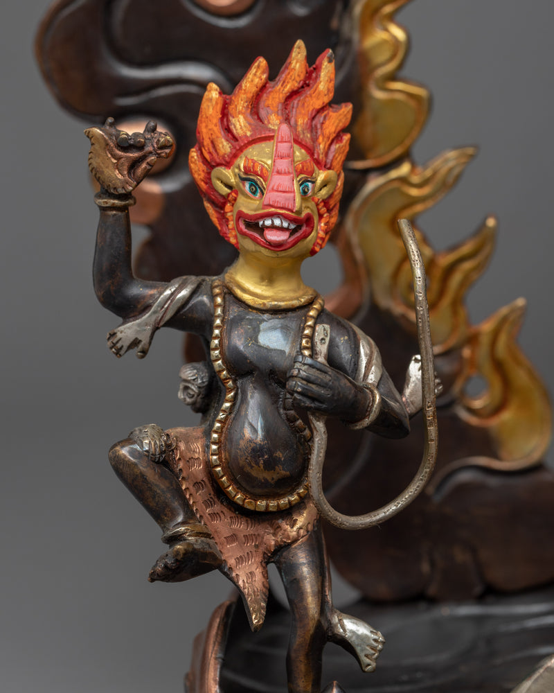 Hand Sculpted Paldan Lhamo Statue |  Traditional Himalayan Buddhist Sculpture