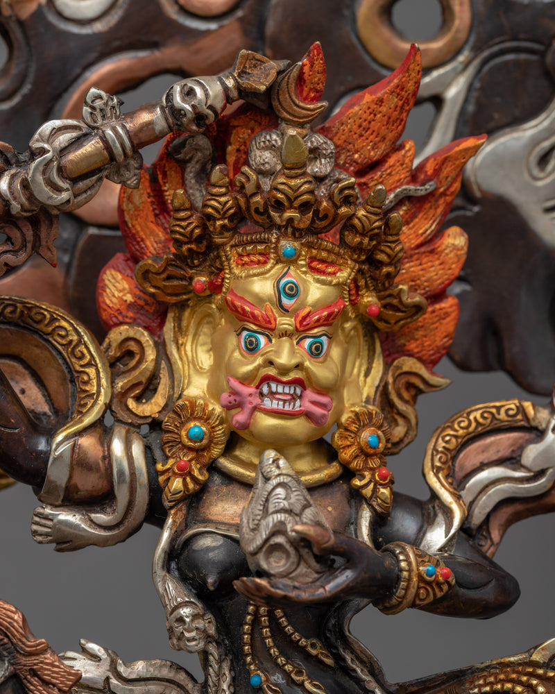 Hand Sculpted Paldan Lhamo Statue |  Traditional Himalayan Buddhist Sculpture