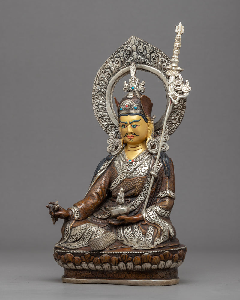 Guru Rinpoche Meditation Statue | Traditionally Carved Lotus Born Master Art