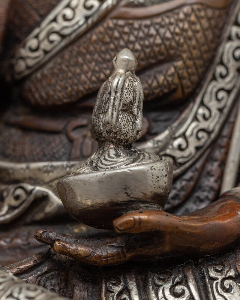 Guru Rinpoche Meditation Statue | Traditionally Carved Lotus Born Master Art