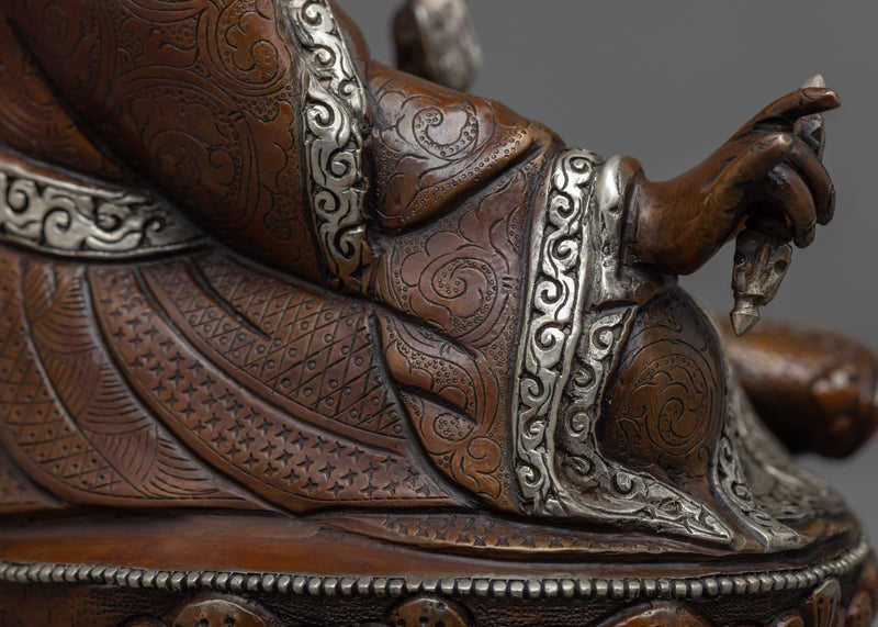 Guru Rinpoche Meditation Statue | Traditionally Carved Lotus Born Master Art