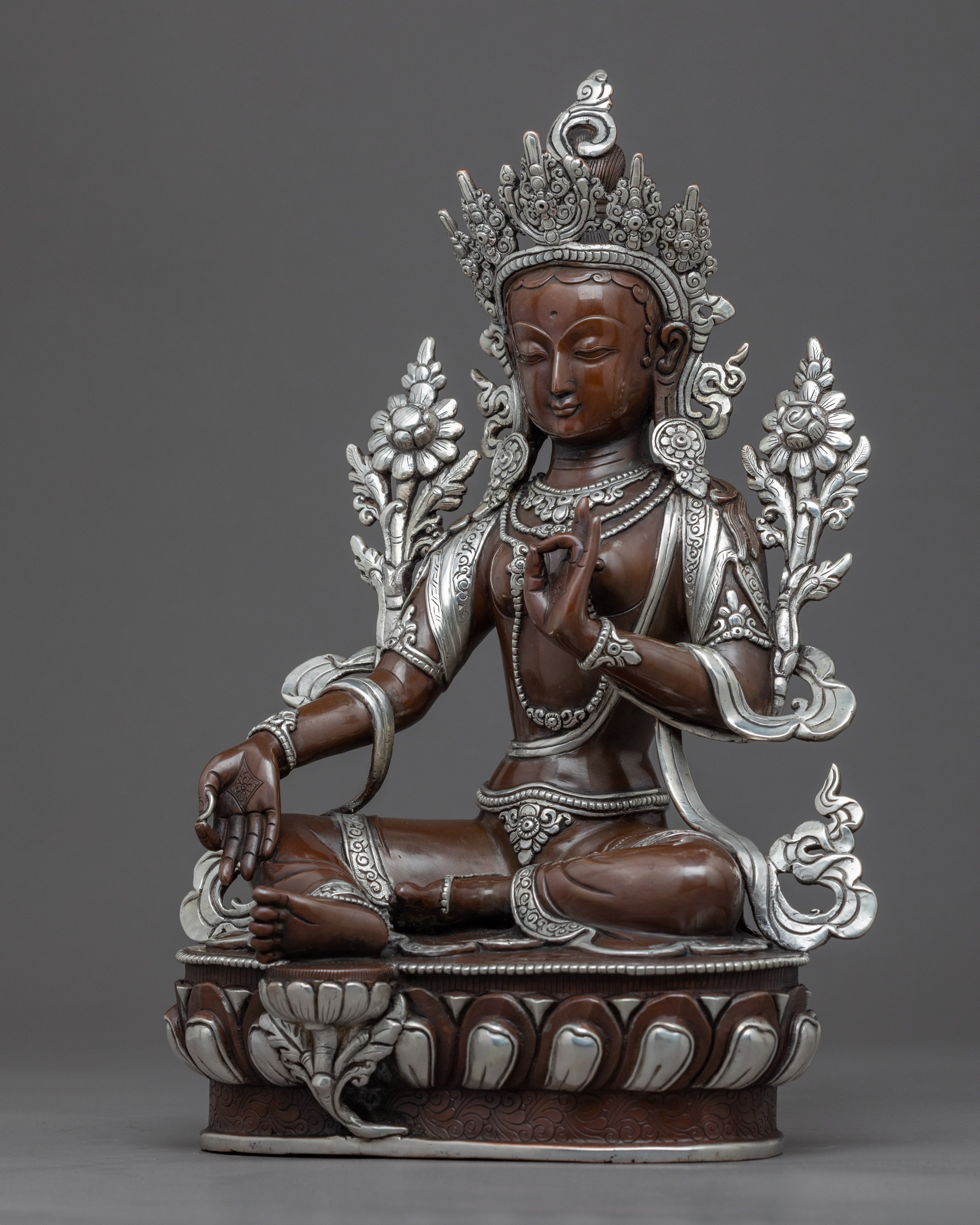 Green Tara Copper Sculpture | Handmade Buddhist Female Goddess