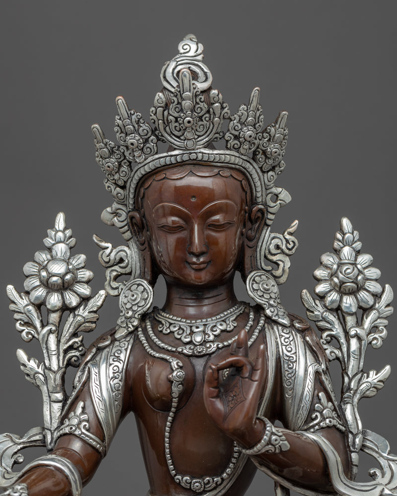 Green Tara Copper Sculpture | Handmade Buddhist Female Goddess