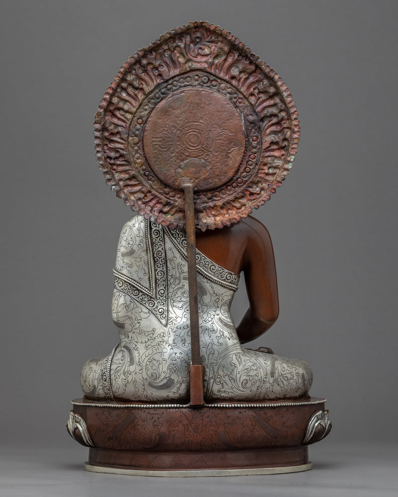 Chanting Amitabha Buddha Statue | Silver-Plated Himalayan Amitabha Art