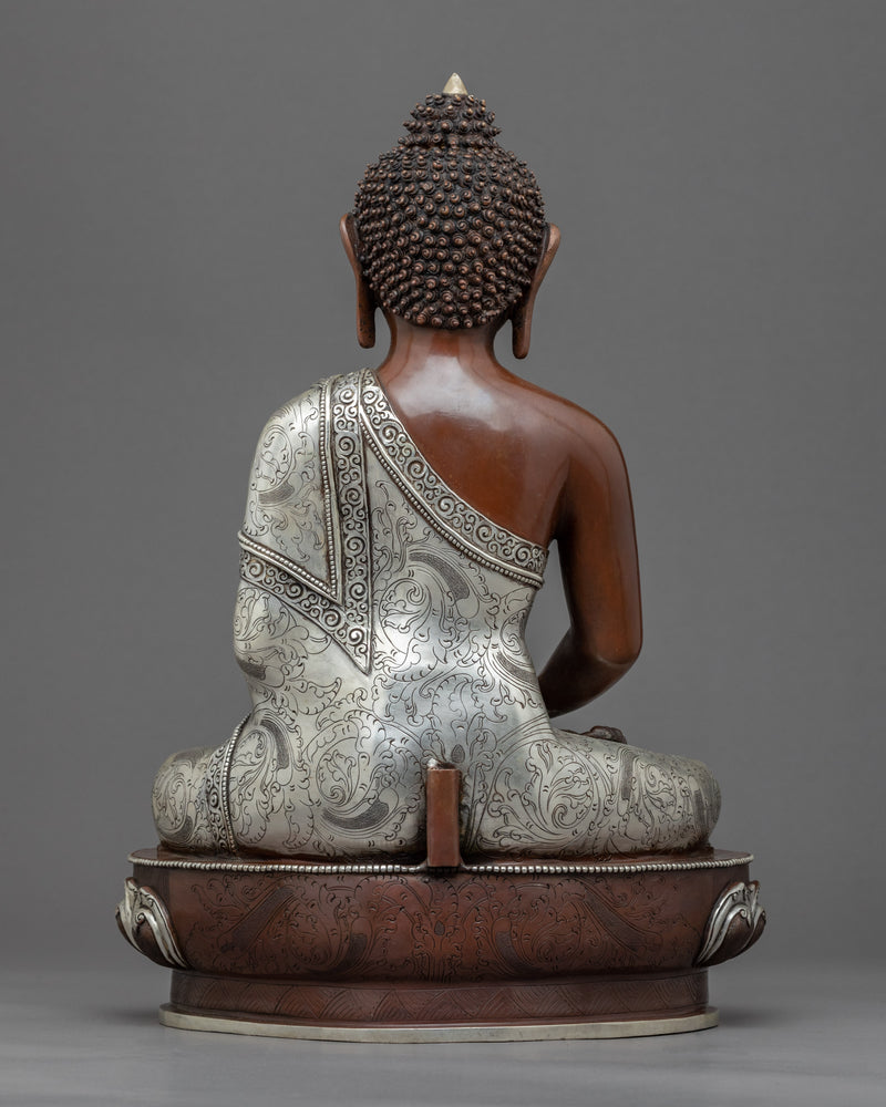 Chanting Amitabha Buddha Statue | Silver-Plated Himalayan Amitabha Art