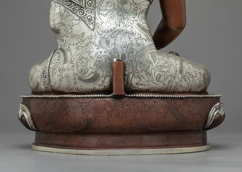 Chanting Amitabha Buddha Statue | Silver-Plated Himalayan Amitabha Art