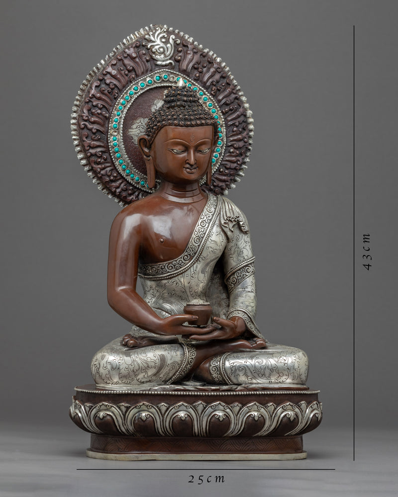 Chanting Amitabha Buddha Statue | Silver-Plated Himalayan Amitabha Art