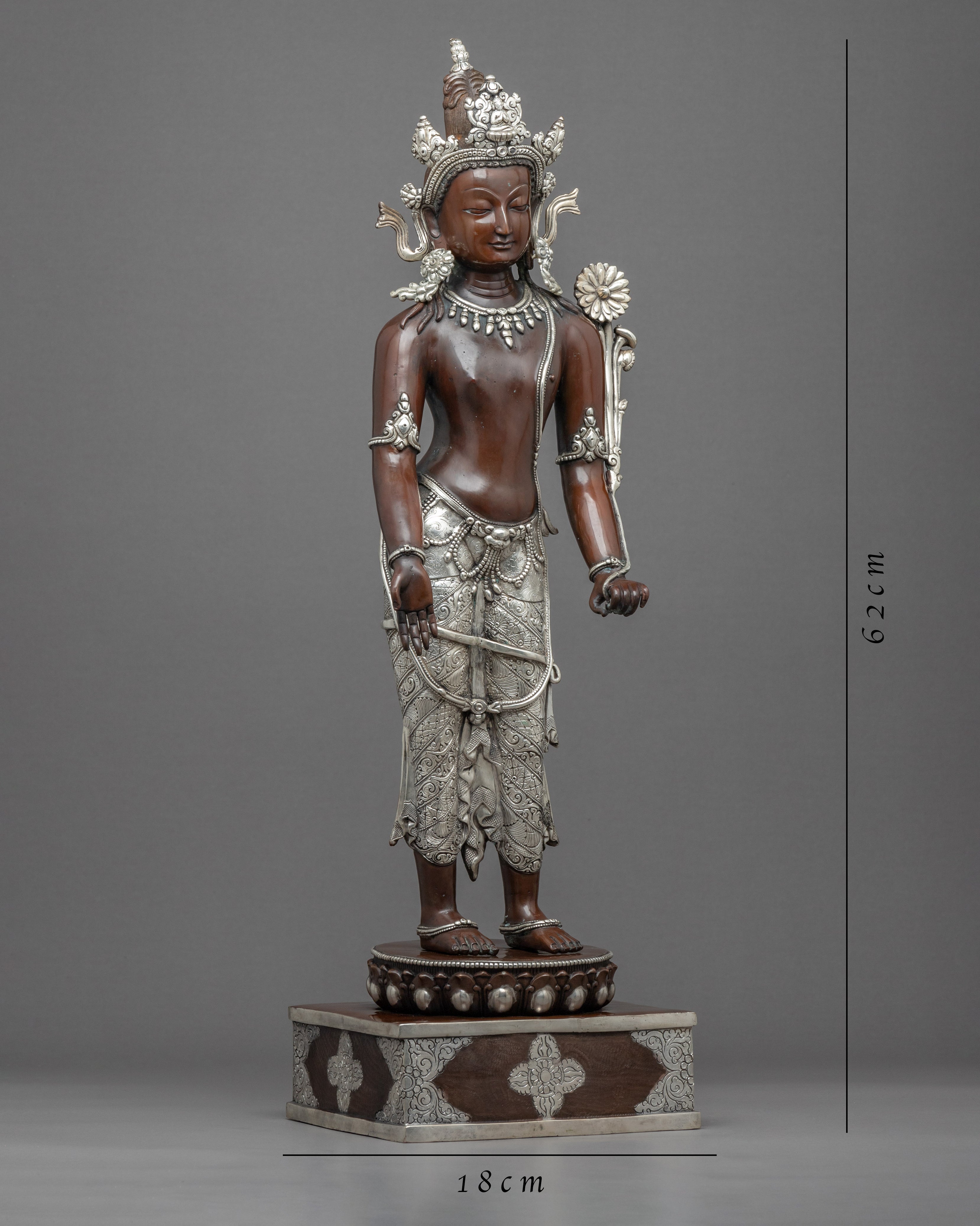 Standing Chenrezig Meditation Practice Statue | Bodhisattva Avalokiteshvara Handicraft