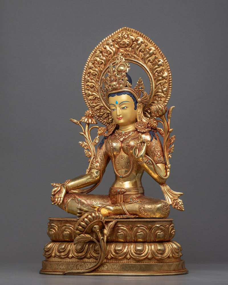 Mother Green Tara Statue | Tibetan Female Buddha Handmade Art