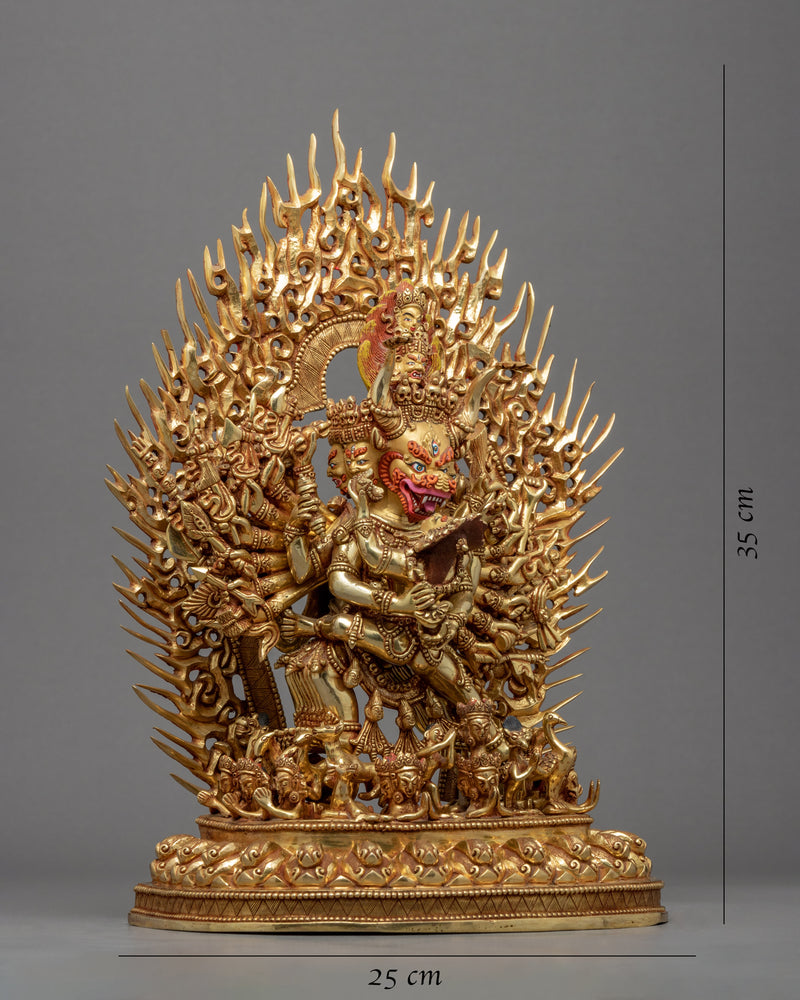 Gold Gilded Yamantaka Himalayan Art | Traditional Tibetan Yidam Artcraft