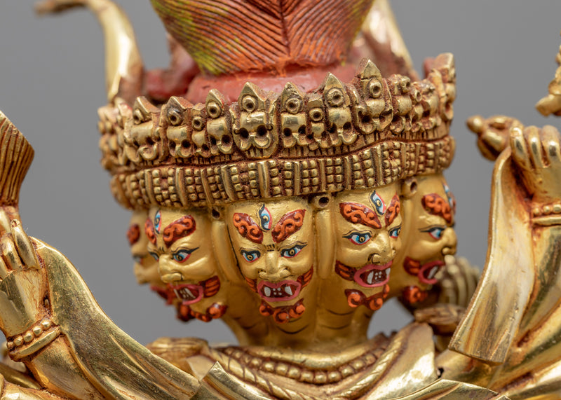 Gold Gilded Yamantaka Himalayan Art | Traditional Tibetan Yidam Artcraft