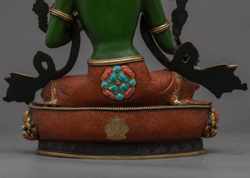 Green Tara Chant Statue | Buddhist Deity Figurine For Ritual
