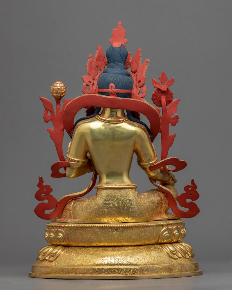 Green Tara Goddess Buddhism Sculpture | Hand-Carved Female Buddha Artwork