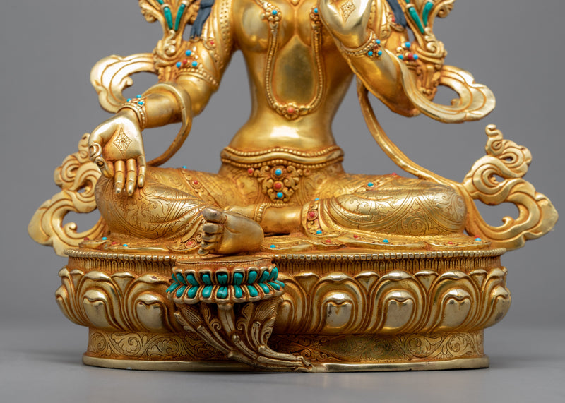 Green Tara Buddha Art Sculpture | Tibetan Sgrol-ljang Artwork