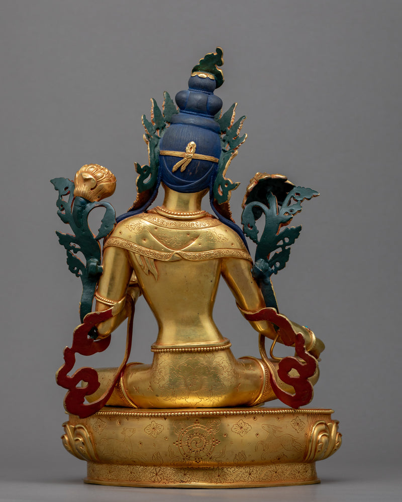 Gold Gilded Mother Tara Sculpture | Himalayan Female Buddha Statue