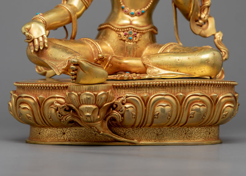 Gold Gilded Mother Tara Sculpture | Himalayan Female Buddha Statue