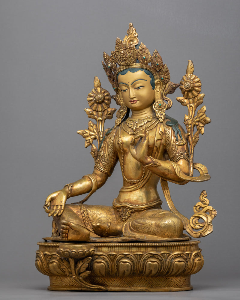 Green Tara Guided Meditation Sculpture | Tibetan Handcrafted Art