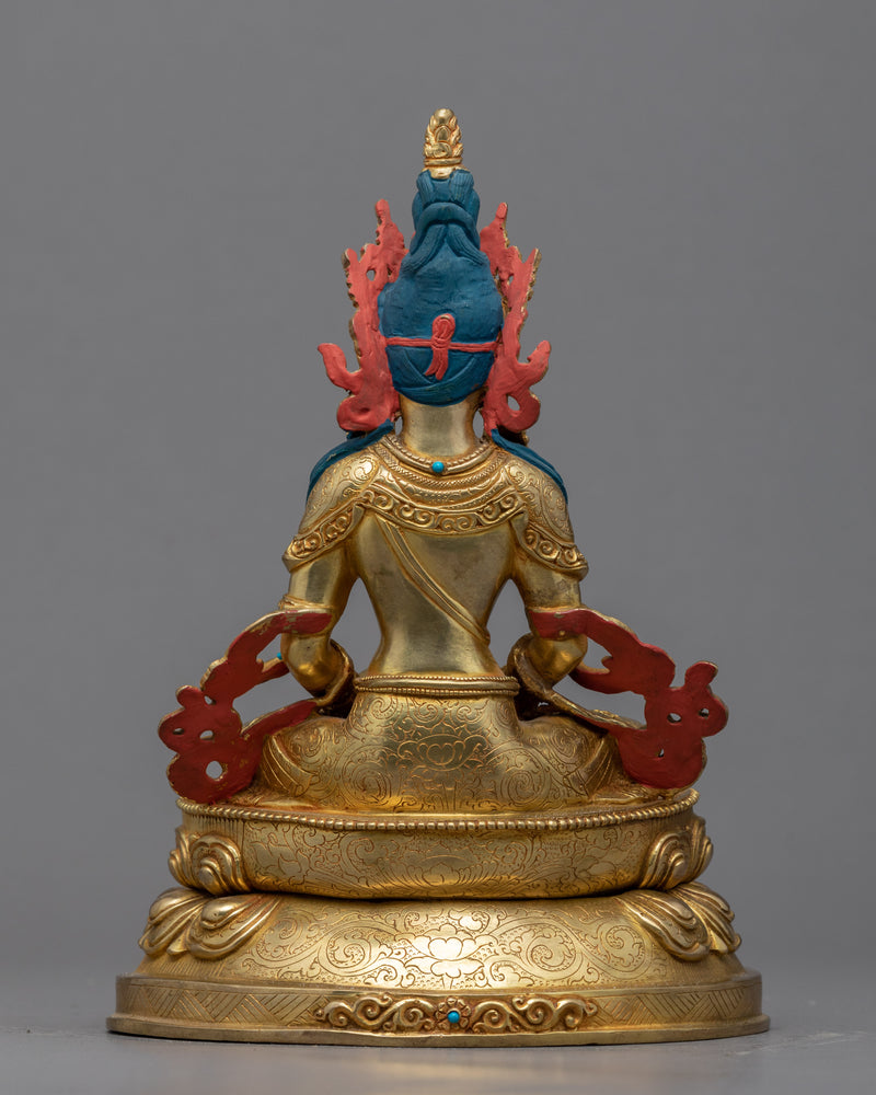 Amitayus Hayagriva Statue | Bodhisattva Amitayus Gold Gilded Sculpture