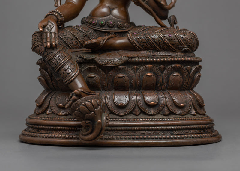 Green Tara Copper Statue | Traditionally Hand-Carved Mother Tara Artwork