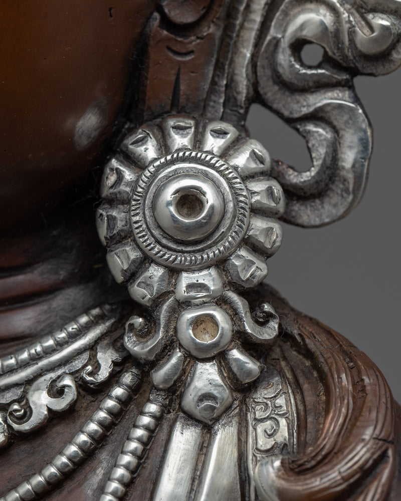 Amitayus Long Life Buddha Sculpture | Tibetan Sculpture Plated with Silver
