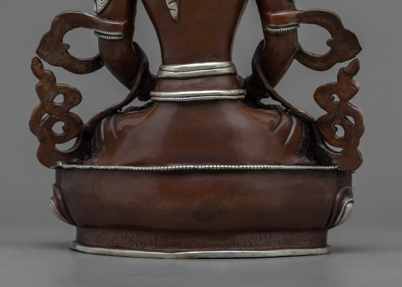 Amitayus Long Life Buddha Sculpture | Tibetan Sculpture Plated with Silver