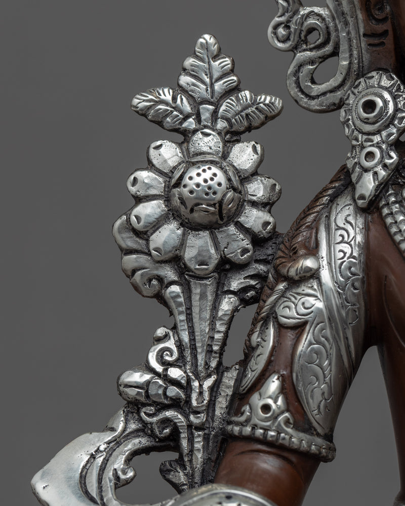 Silver Tara Sculpture | Himalayan Buddhist Artwork Of Green Tara