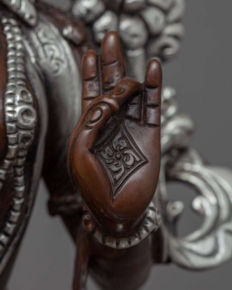 Silver Tara Sculpture | Himalayan Buddhist Artwork Of Green Tara