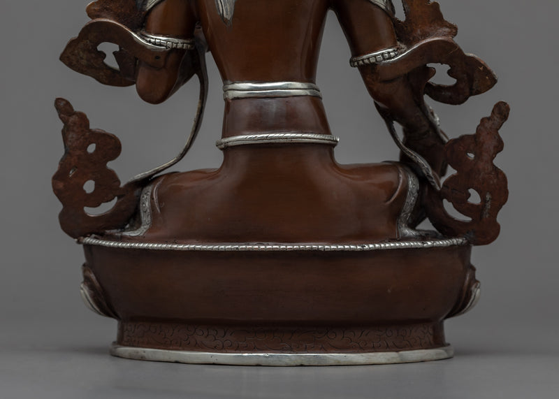 Silver Tara Sculpture | Himalayan Buddhist Artwork Of Green Tara