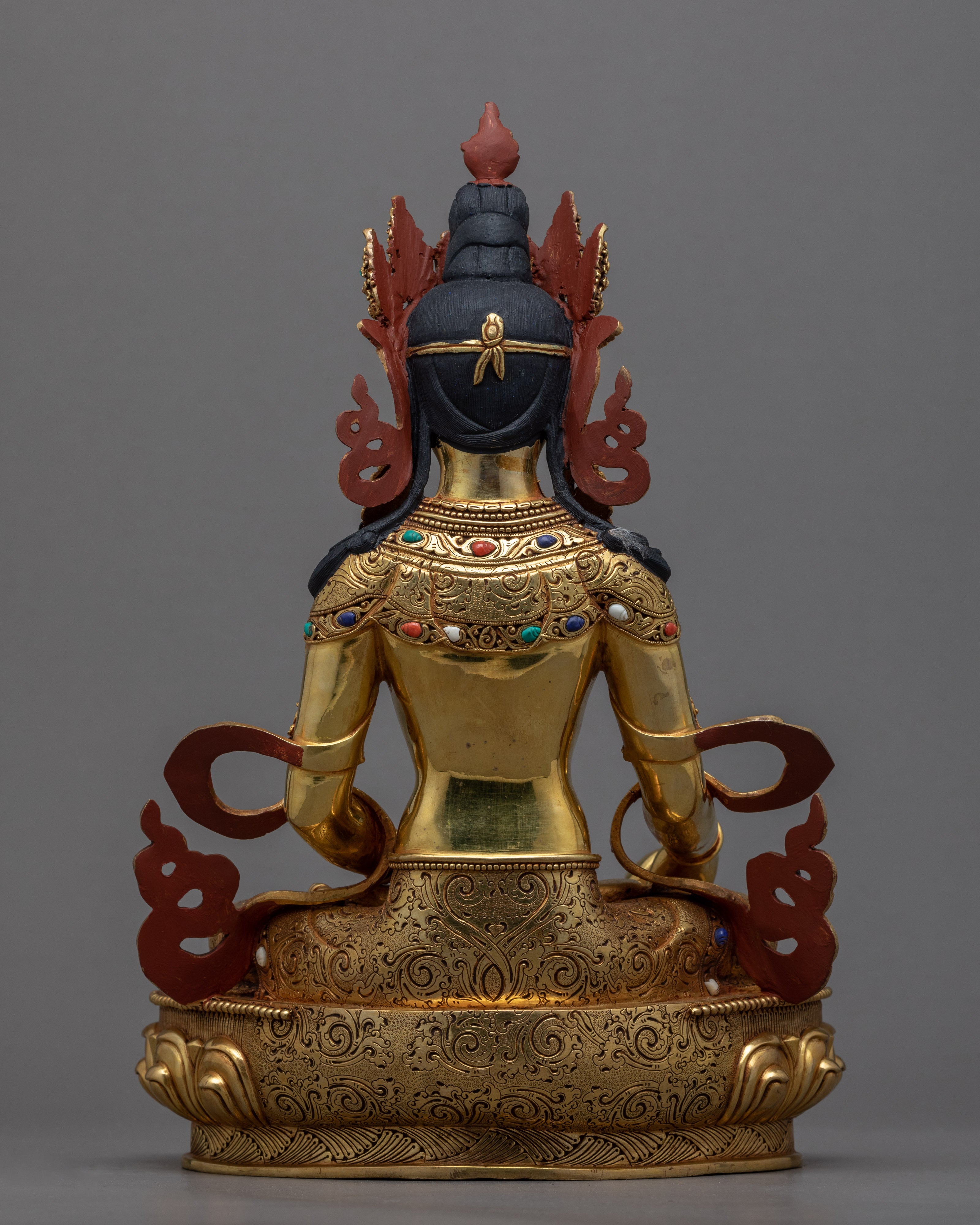 Ksitigarbha Bodhisattva Gold Gilded Statue | Tibetan Bodhisattva Gold Gilded Art