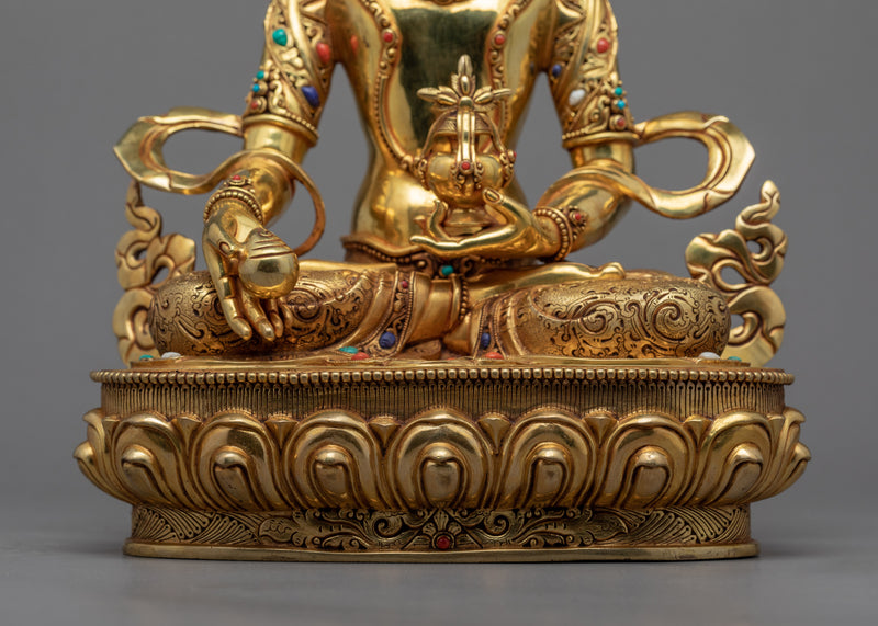 Ksitigarbha Bodhisattva Gold Gilded Statue | Tibetan Bodhisattva Gold Gilded Art