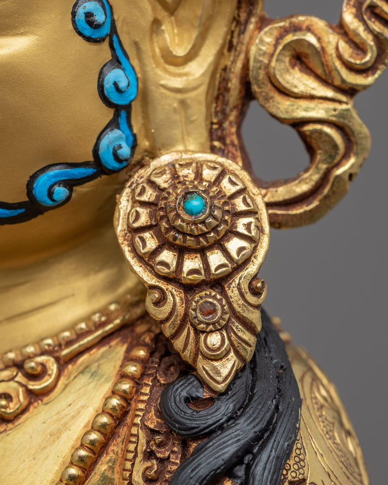 Yellow Dzambhala Sadhana Statue | Gold Gilded Statue For Meditation