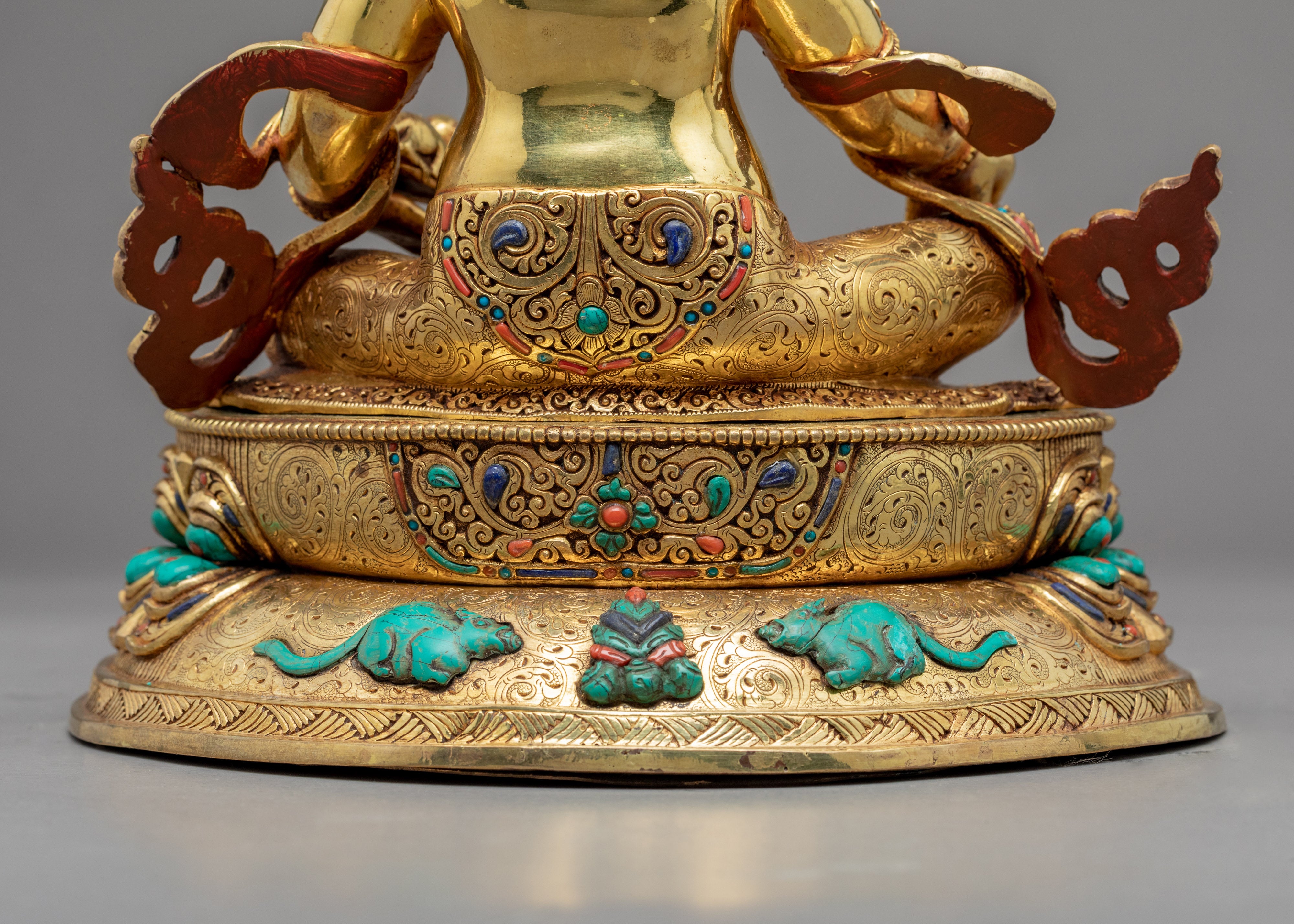 Yellow Dzambhala Sadhana Statue | Gold Gilded Statue For Meditation