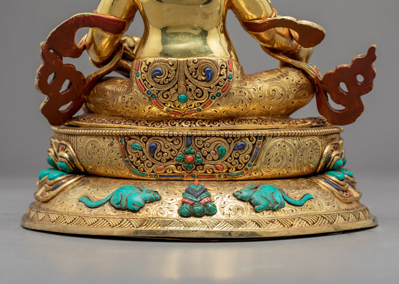 Yellow Dzambhala Sadhana Statue | Gold Gilded Statue For Meditation