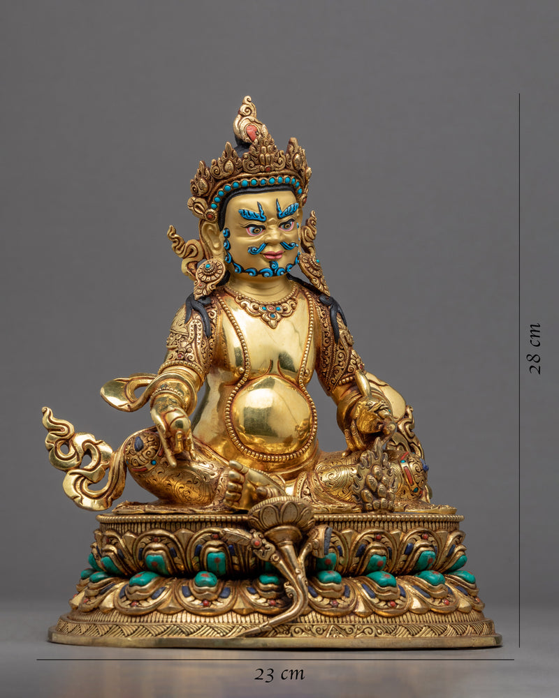 Yellow Dzambhala Sadhana Statue | Gold Gilded Statue For Meditation